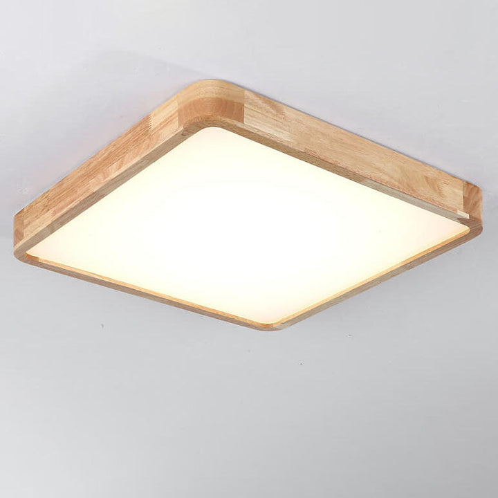Minimalist Square Solid Wood LED Flush Mount Ceiling 2