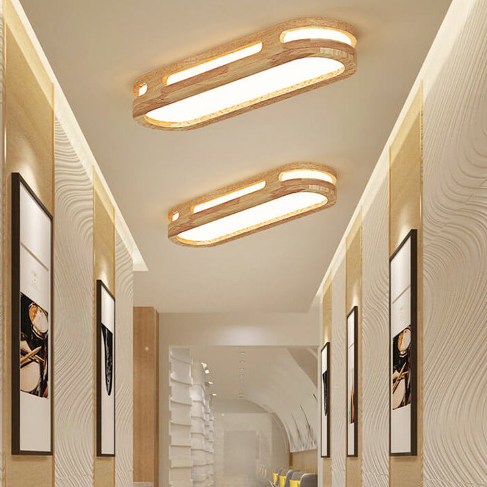 Minimalist Ring Solid Wood LED Flush Mount Ceiling Light
