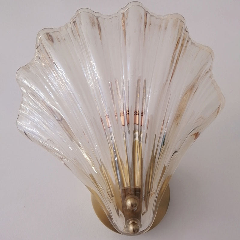 Art Deco Shell Brass Wall Sconce