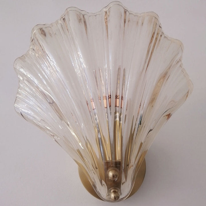 Art Deco Shell Brass Wall Sconce