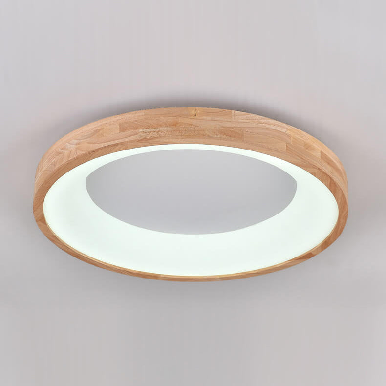 Minimalist Round Wood LED Flush Mount Ceiling Light