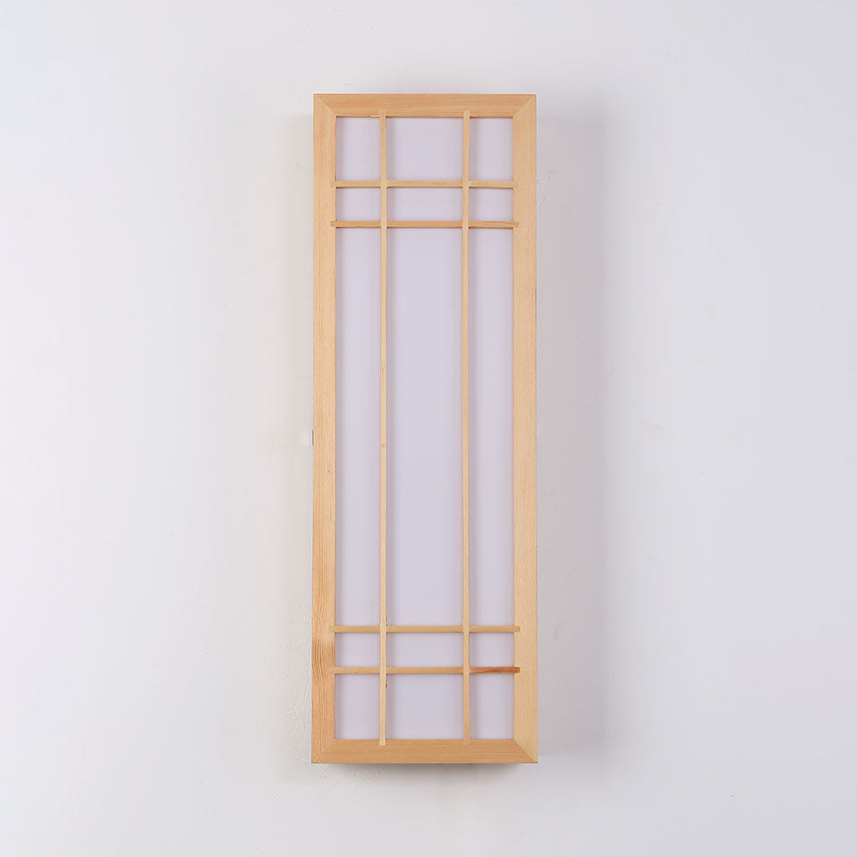 Japanese Traditional Solid Wood LED Wall Sconce