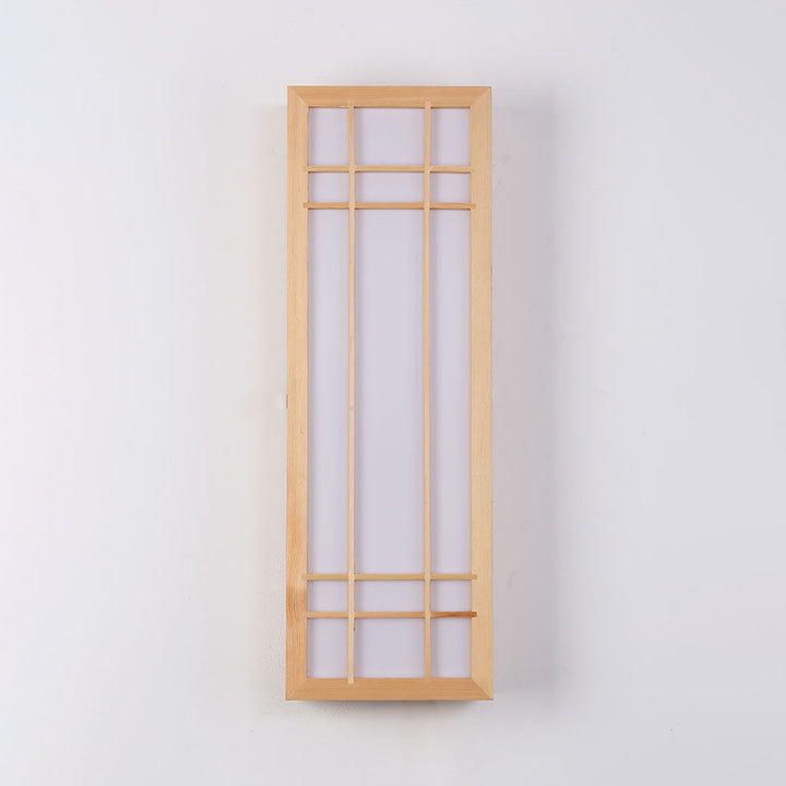 Japanese Traditional Solid Wood LED Wall Sconce