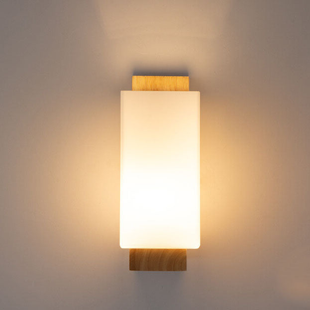 Minimalist Square Solid Wood Wall Sconce