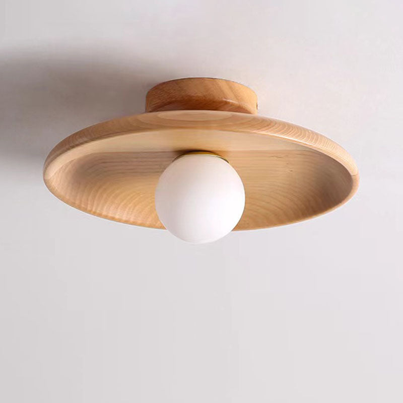 Modern Round Glass Semi-Flush Ceiling Light