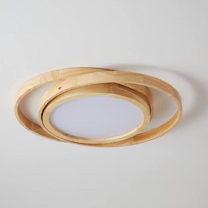 Minimalist Ring Wooden LED Flush Mount Ceiling Light
