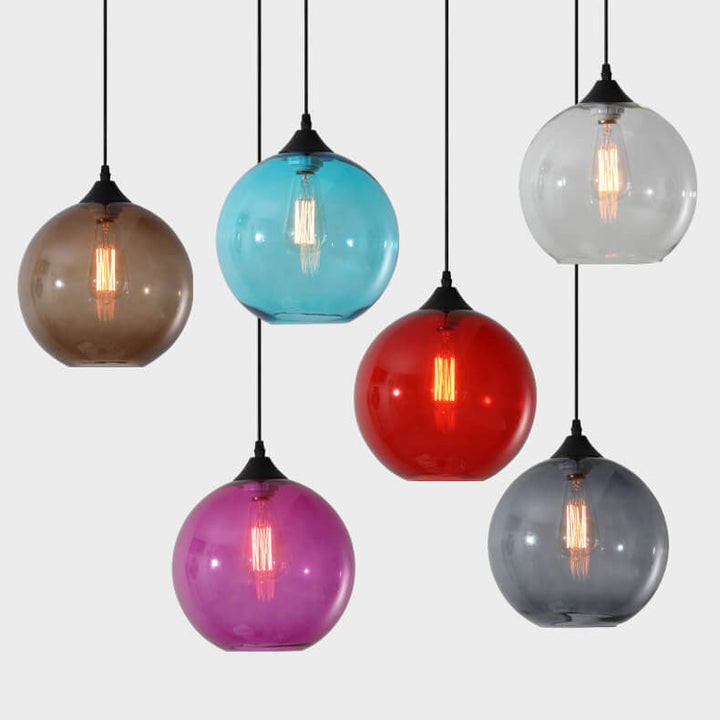 Stained Minimalist Round Glass Pendant Light
