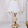 Traditional Vintage Fabric Floral Glass Hardware Plating 1-Light Table Lamp for Bedroom