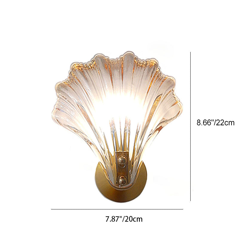Art Deco Shell Brass Wall Sconce