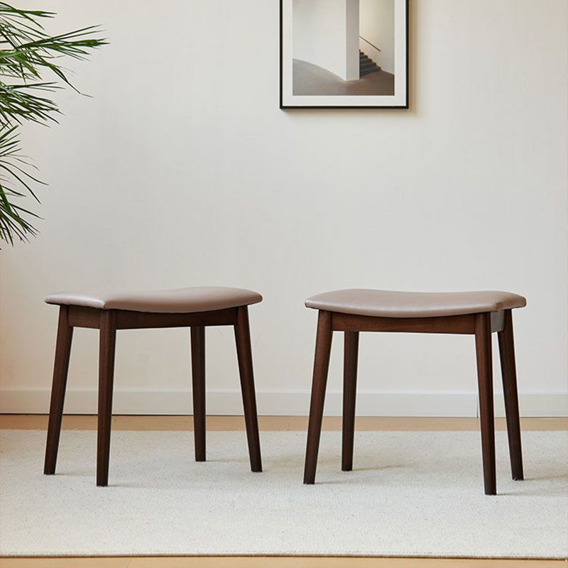 Minimalist Rectangular Leather Vanity Stool