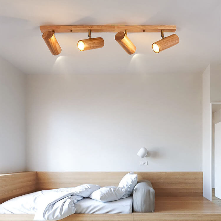 Minimalist Solid Wood 4-Light Track Light