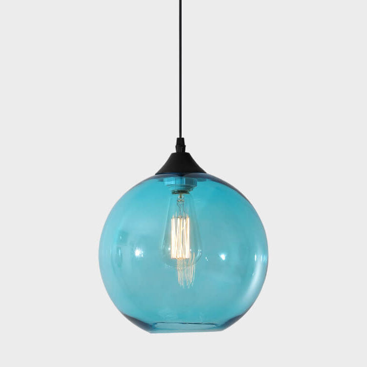 Stained Minimalist Round Glass Pendant Light