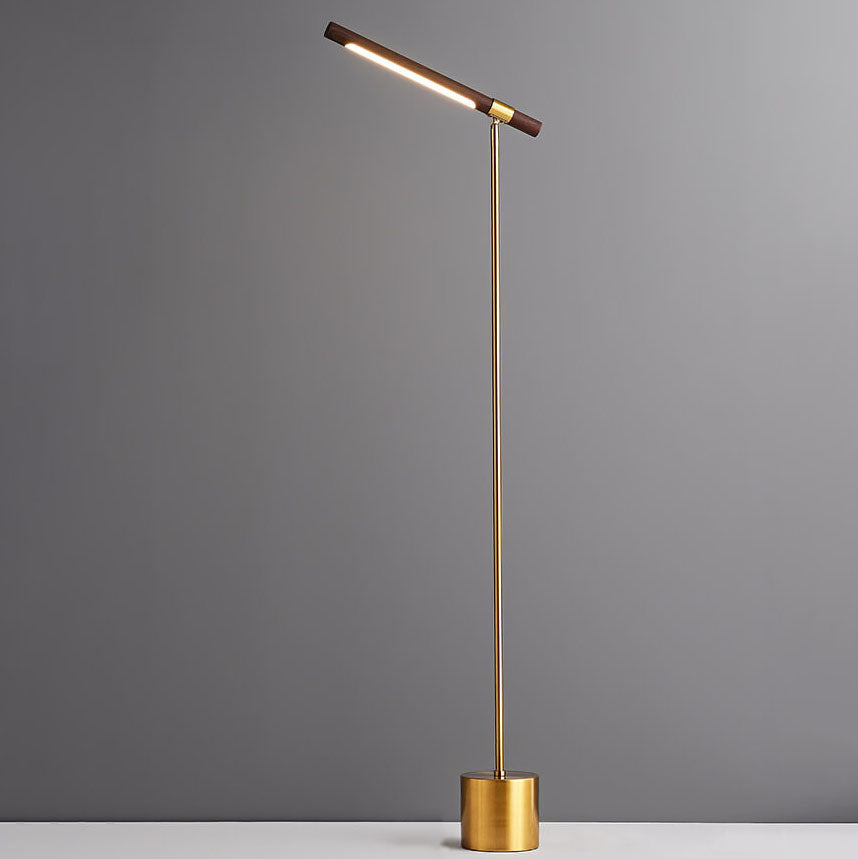 Minimalist Cylindrical Walnut LED Floor Lamp