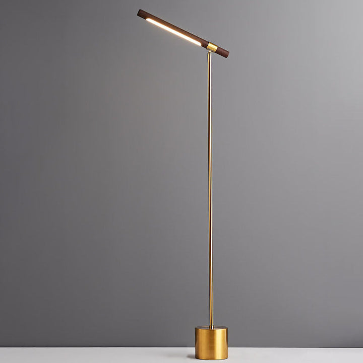 Minimalist Cylindrical Walnut LED Floor Lamp