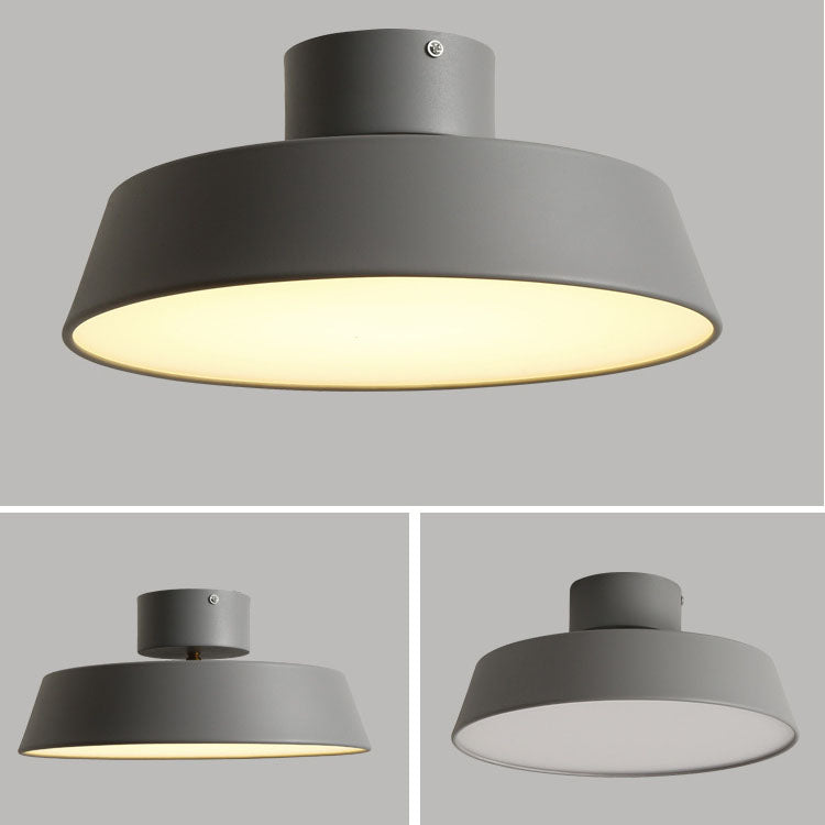 Contemporary Scandinavian Round Pot Iron LED Flush Mount Ceiling Light for Living Room