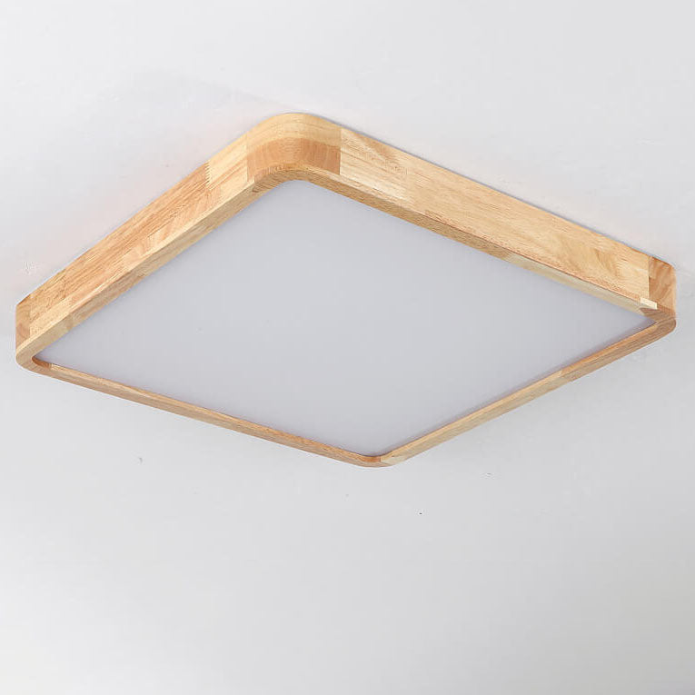 Minimalist Square Solid Wood LED Flush Mount Ceiling 2