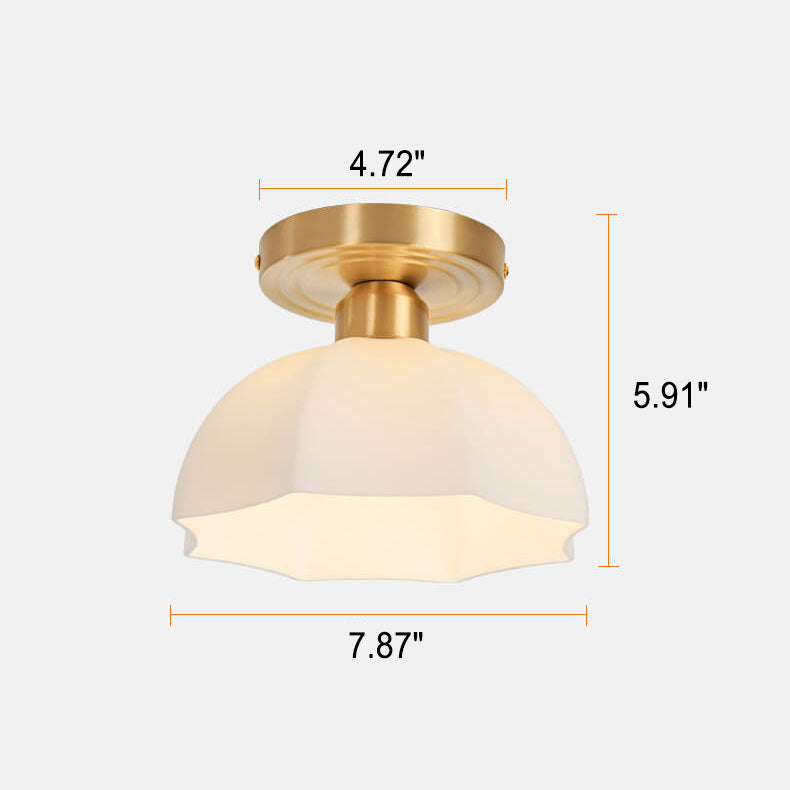 Japanese Vintage Dome Brass Semi-Flush Ceiling Light