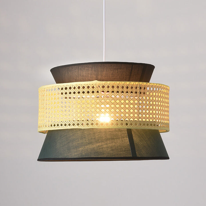 Modern Drum Rattan Pendant Light