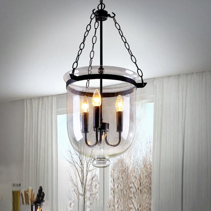 Traditional Round Glass 3-Light Chandelier