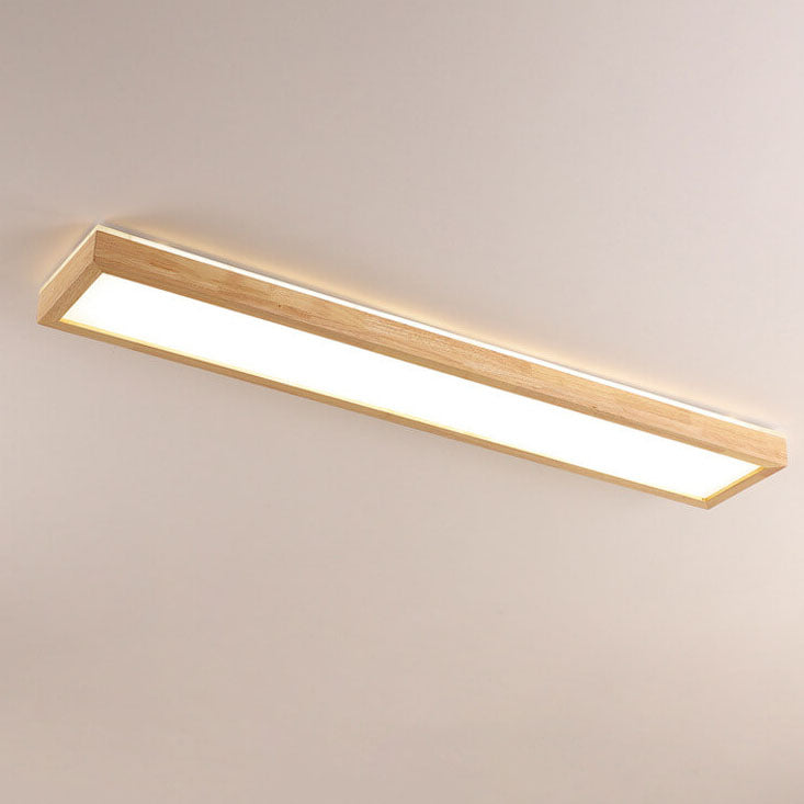 Minimalist Rectangular Walnut LED Flush Mount Ceiling Light