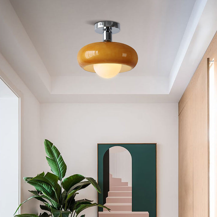 Modern Glass Semi-Flush Ceiling Light