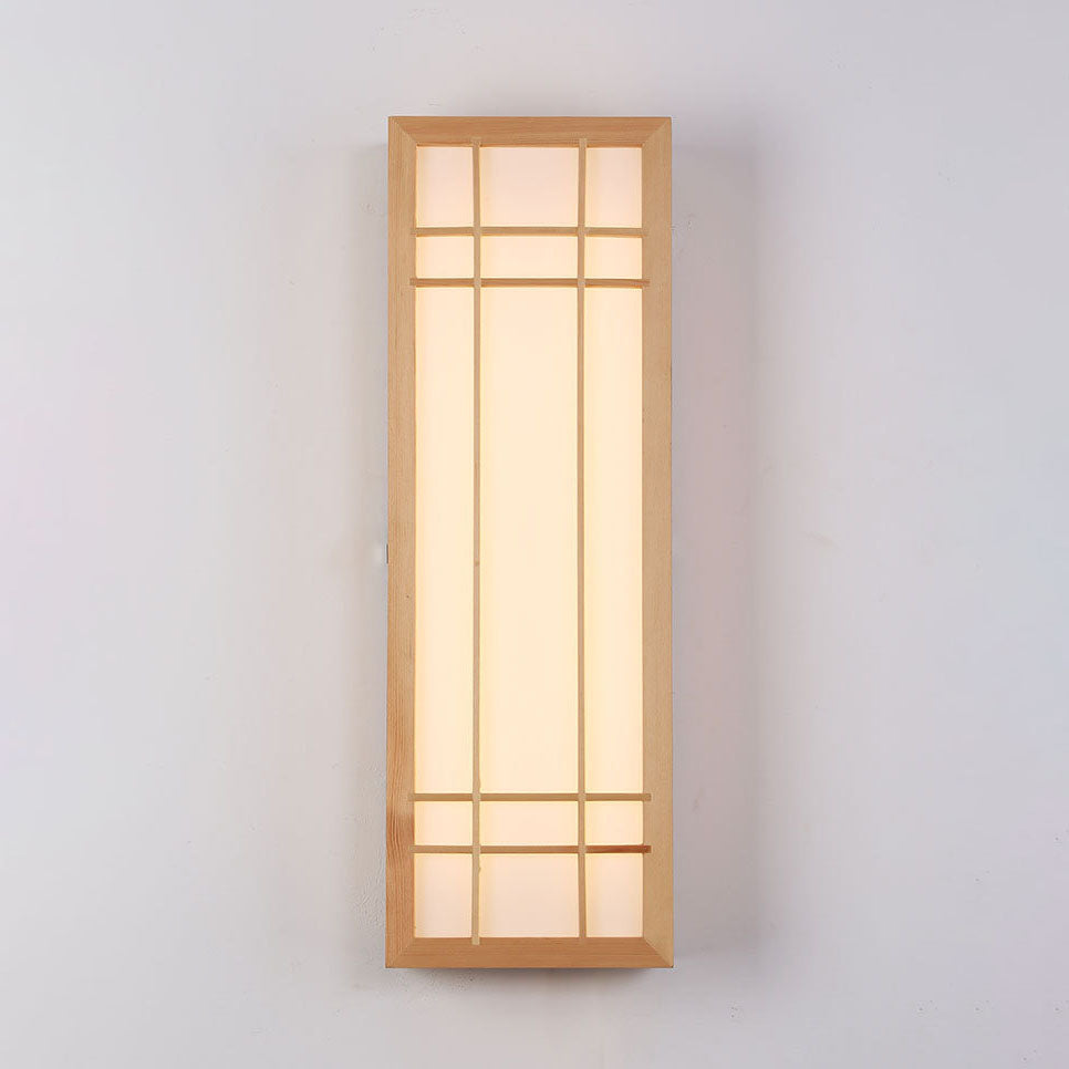 Japanese Traditional Solid Wood LED Wall Sconce