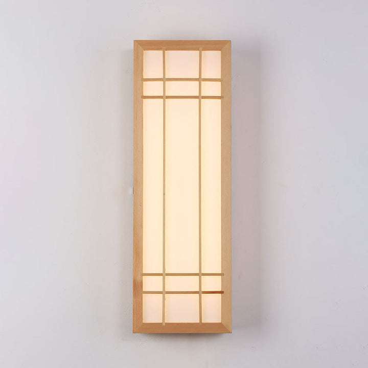 Japanese Traditional Solid Wood LED Wall Sconce