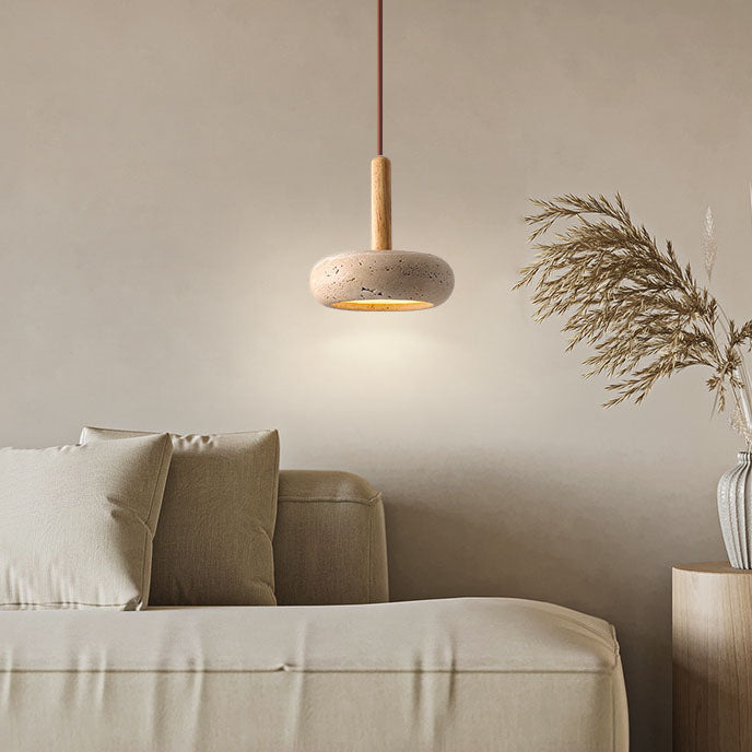 Traditional Round Wood LED Pendant Light