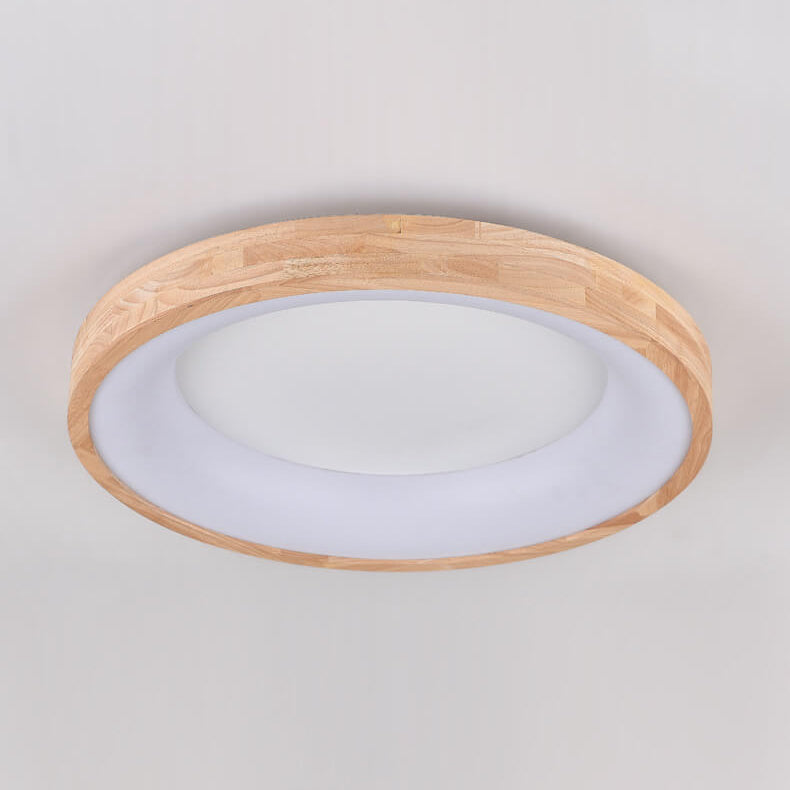 Minimalist Round Wood LED Flush Mount Ceiling Light