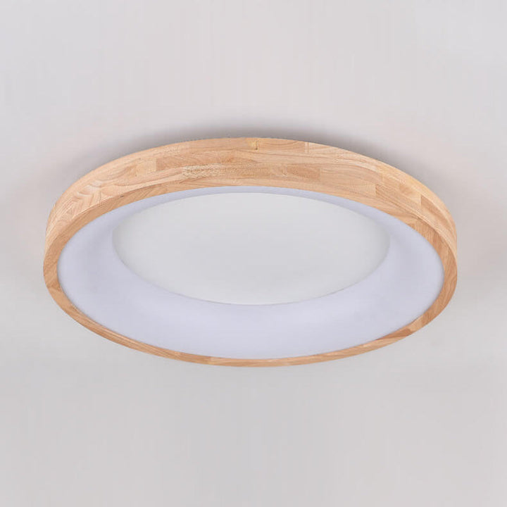 Minimalist Round Wood LED Flush Mount Ceiling Light