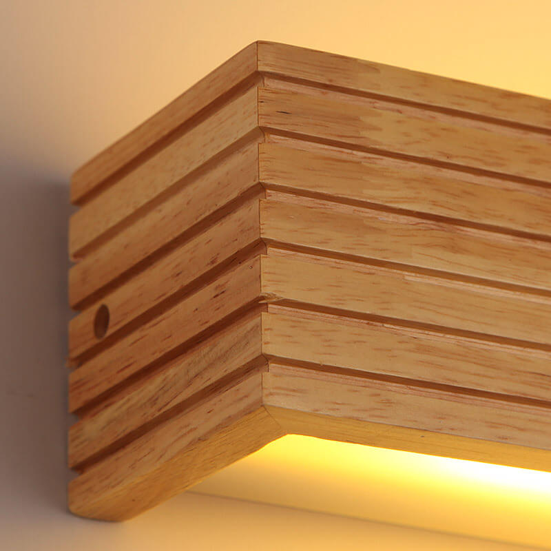 Modern Rectangular Solid Wood LED Wall Sconce