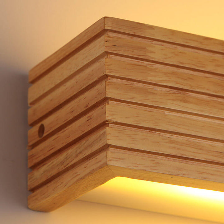 Modern Rectangular Solid Wood LED Wall Sconce