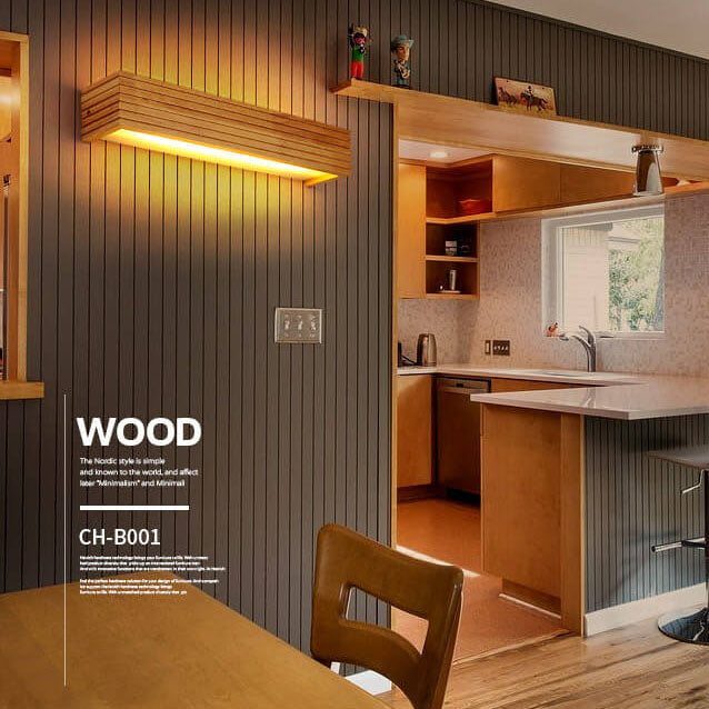 Modern Rectangular Solid Wood LED Wall Sconce