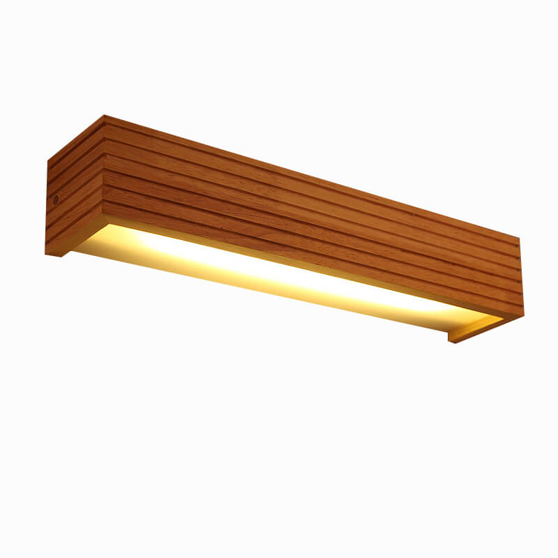Modern Rectangular Solid Wood LED Wall Sconce