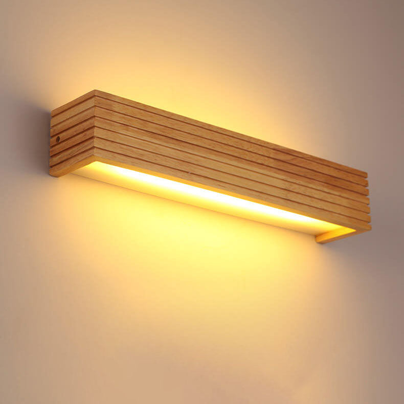 Modern Rectangular Solid Wood LED Wall Sconce