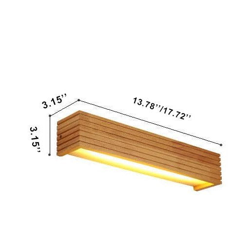 Modern Rectangular Solid Wood LED Wall Sconce
