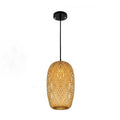 Traditional Vintage Bamboo Metal Weaving Round 1-Light Pendant Light for Living Room