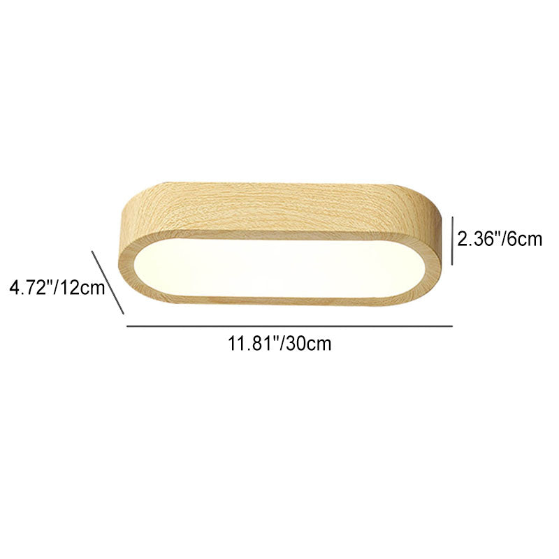 Minimalist Oval Wood LED Flush Mount Ceiling Light