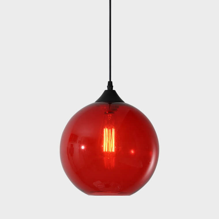 Stained Minimalist Round Glass Pendant Light