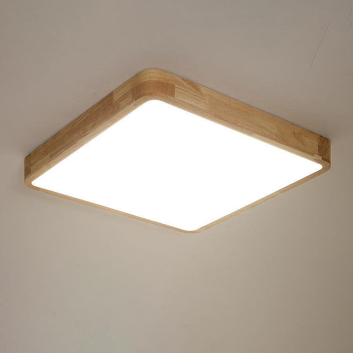 Minimalist Square Solid Wood LED Flush Mount Ceiling 2