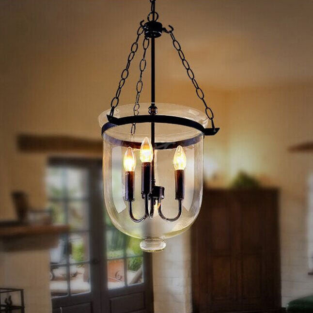 Traditional Round Glass 3-Light Chandelier