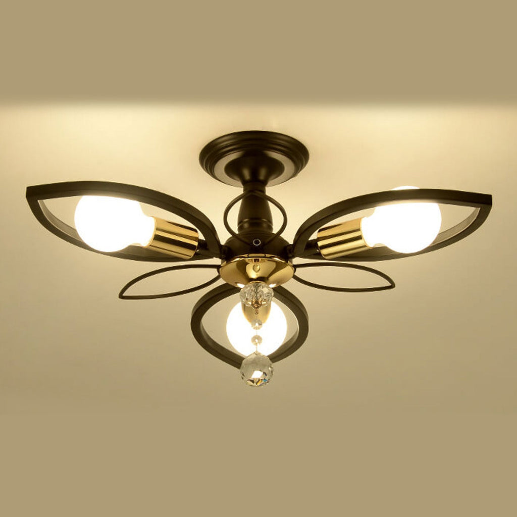 Nordic Light Luxury Wrought Iron Crystal 6/8-Light Flush Mount Ceiling Light