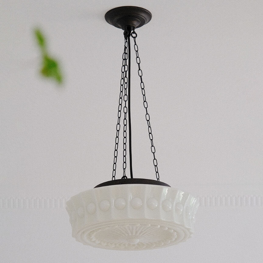 Traditional Round Glass LED Semi-Flush Ceiling Light