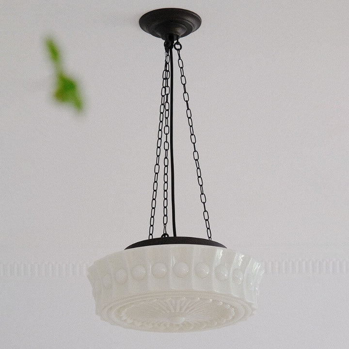 Traditional Round Glass LED Semi-Flush Ceiling Light