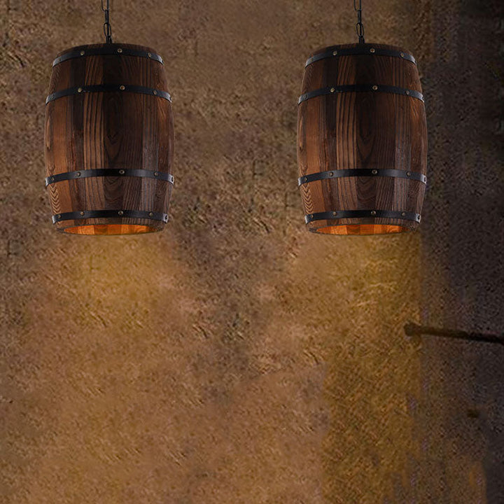 Traditional Round Wood Pendant Light