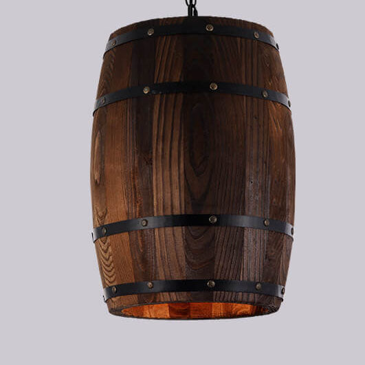 Traditional Round Wood Pendant Light