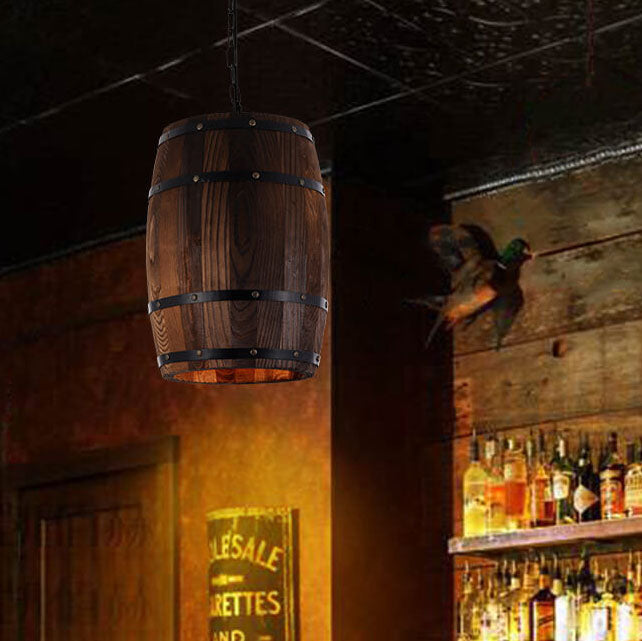 Traditional Round Wood Pendant Light