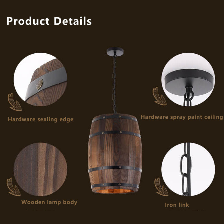 Traditional Round Wood Pendant Light