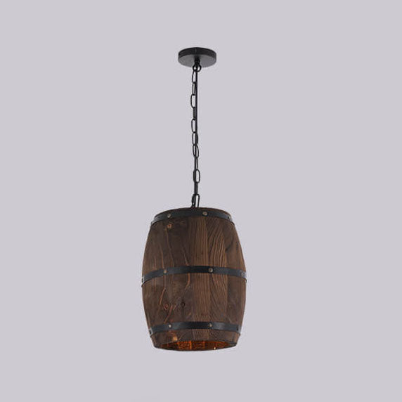Traditional Round Wood Pendant Light
