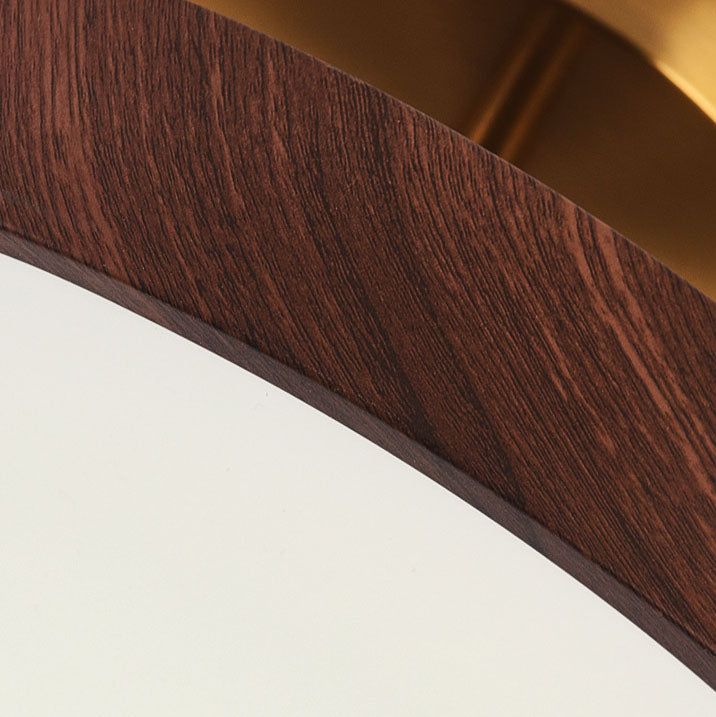 Wabi-Sabi Round Wood LED Semi-Flush Ceiling Light